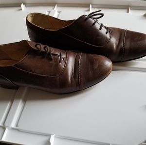 J crew women's dark brown leather oxfords flats